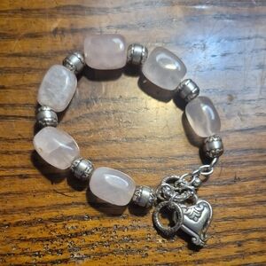 Brighton Pink Quartz Heart Toggle Bracelet